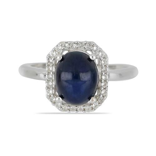 BUY NATURAL STAR SAPPHIRE GEMSTONE HALO RING IN 925 SILVER